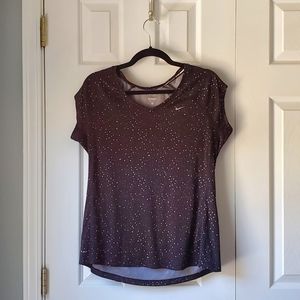 Nike Running Dri-Fit v-neck Tshirt. Black. Large.